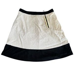 NWT NEW Esley A-Line Textured Cotton Skirt, Size Medium, Black and White/Cream